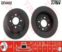 Trw df4402 tarcza hamulcowa honda civic 99-05 tył, honda civic vi fastback (ma, mb), mg mg zr
