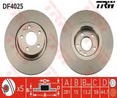 Trw df4025 tarcza hamulcowa alfa romeo 156 1,6-1,9jtd 97-06, alfa romeo 156 (932)