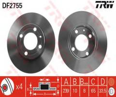 Trw df2755 tarcza hamulcowa vw polo 94-95 1,0, seat arosa (6h), vw polo (6n1)