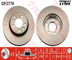 Trw df2776 tarcza hamulcowa vw sharan 95-01, ford galaxy (wgr), seat alhambra (7v8, 7v9)