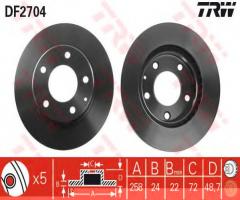 Trw df2704 tarcza hamulcowa mazda 626 91-02, ford usa probe ii (ecp), mazda mx-6 (ge)