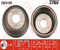 Trw db4109 bęben hamulcowy honda civic 83-96, honda civic iii hatchback (al, aj, ag, ah)