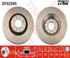 Trw df4258s tarcza hamulcowa audi a6 97-2,7t-4,2, audi a6 (4b2, c5), seat exeo (3r2)
