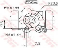 Trw bwa154 cylinderek hamulcowy toyota yaris 99-05 lewy tył, daihatsu sirion (m3_), subaru justy iv