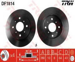 Trw df1814 tarcza hamulcowa rover 800 88-99 tył, acura legend, honda legend i (hs, ka), mg mgr v8