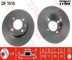 Trw df1516 tarcza hamulcowa vw/audi 12mm, audi 80 (80, 82, b1), seat toledo i (1l), vw golf i (17)