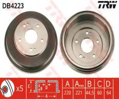 Trw db4223 bęben hamulcowy honda cr-v 97-02, honda cr-v i (rd)