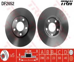 Trw df2652 tarcza hamulcowa audi a6 94-04, audi 100 (4a, c4), seat exeo (3r2), skoda superb (3u4)