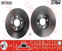 Trw df1032 tarcza hamulcowa renault laguna 94-01, renault laguna i (b56_, 556_)
