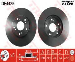 Trw df4429 tarcza hamulcowa honda accord 03-08 2,0, honda accord vii (cl)