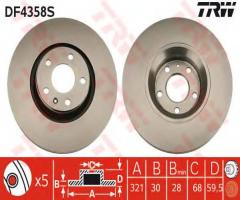 Trw df4358s tarcza hamulcowa audi a6 04 -, audi a6 (4f2, c6)