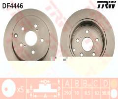 Trw df4446 tarcza hamulcowa toyota corolla verso 04-tył, toyota corolla verso (zer_, zze12_, r1_)