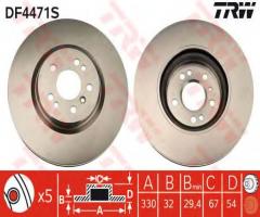 Trw df4471s tarcza hamulcowa mercedes, w164 ml-klasa 05 -, mercedes-benz klasa r (w251, v251)