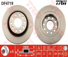Trw df4719 tarcza hamulcowa audi allroad 02-05 tył, audi a6 (4b2, c5)