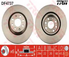 Trw df4737 tarcza hamulcowa fiat grande punto 05 -, fiat punto evo (199), opel corsa d van