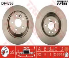 Trw df4766 tarcza hamulcowa ford mondeo 07-tył, ford mondeo iv turnier (ba7)