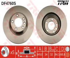 Trw df4760s tarcza hamulcowa vw touareg 02-prawy przód, audi q7 (4l), porsche cayenne