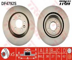Trw df4792s tarcza hamulcowa range rover sport 06-2,7d, land rover discovery iv (la)