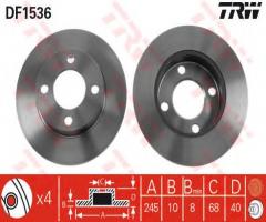 Trw df1536 tarcza hamulcowa audi 80quattro 82-96 tył, audi 80 (81, 85, b2)