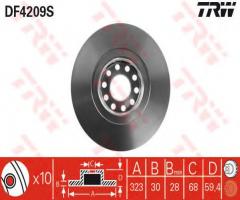 Trw df4209s tarcza hamulcowa audi a6 97- 2,7t-3,0, audi a8 (4d2, 4d8), vw phaeton (3d_)