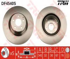 Trw df4540s tarcza hamulcowa mercedes, w220 s-klasa 99-02 s600, mercedes-benz klasa s coupe (c215)
