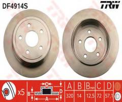Trw df4914s tarcza hamulcowa jeep grand cherokee 05- tył, jeep grand cherokee iii (wh, wk)