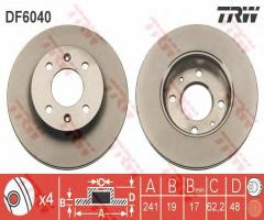 Trw df6040 tarcza hamulcowa hyundai getz 02-09 (-abs) wen., hyundai getz (tb)