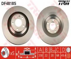Trw df4818s tarcza hamulcowa audi a6 4,2quattro 04-11 tył, audi a6 (4f2, c6)