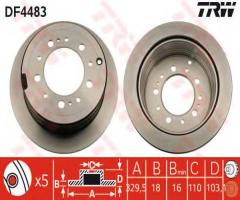 Trw df4483 tarcza hamulcowa toyota land cruiser 98-tył, lexus lx (uzj100)
