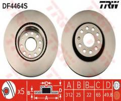 Trw df4464s tarcza hamulcowa vw golf v 03 -, audi tt (8j3), buick century kombi (a)