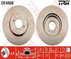 Trw df4908 tarcza hamulcowa honda civic 97-01 1,8 16v, honda civic vi fastback (ma, mb)