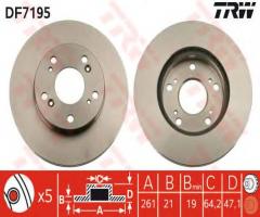 Trw df7195 tarcza hamulcowa honda stream 01- przód, honda civic vii hatchback (eu, ep, ev)