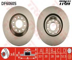 Trw df6060s tarcza hamulcowa audi a6 98-05 4,2 quattro, audi a6 (4b2, c5)