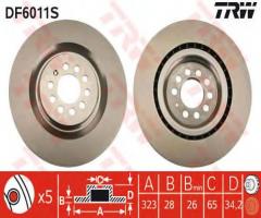 Trw df6011s tarcza hamulcowa seat leon 02-06 1,8t cupra r przód, seat leon (1m1)