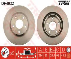Trw df4932 tarcza hamulcowa jeep compass 06-, chrysler sebring (js), citroËn c4 aircross