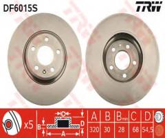 Trw df6015s tarcza hamulcowa audi a4 07- przód, audi q5 (8r)