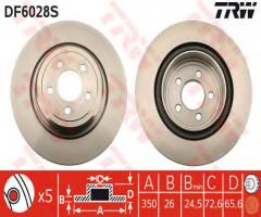 Trw df6028s tarcza hamulcowa chrysler 300c 04- tył, chrysler 300 c (lx)