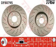 Trw df6079s tarcza hamulcowa mercedes w220 s-klasa 02-05 4-mati, mercedes-benz klasa s (w220)