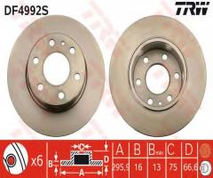 Trw df4992s tarcza hamulcowa iveco daily iii 06- tył, iveco daily iii platforma / podwozie