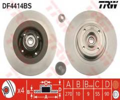 Trw df4414bs tarcza hamulcowa renault megane ii kombi 03-tył, renault megane ii kombi (km0/1_)