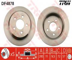 Trw df4878 tarcza hamulcowa jeep grand cherokee 91-99 tył, jeep wrangler i (yj, sj_)