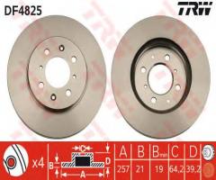 Trw df4825 tarcza hamulcowa honda jazz 02 -, honda jazz ii (gd)