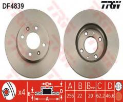 Trw df4839 tarcza hamulcowa hyundai accent 05 -, hyundai i20 (pb, pbt), kia rio ii (jb)