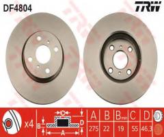 Trw df4804 tarcza hamulcowa toyota yaris 06-przod (+abs)