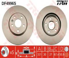Trw df4996s tarcza hamulcowa opel insignia 08- przód koła 17, chevrolet malibu (v300), opel insignia