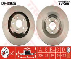 Trw df4893s tarcza hamulcowa audi a6 allroad 06- tył, audi a6 (4f2, c6)