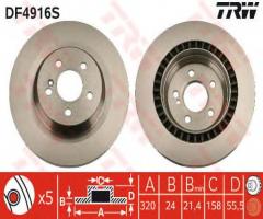 Trw df4916s tarcza hamulcowa mercedes w221 s-klasa 05- tył, mercedes-benz klasa s (w221)