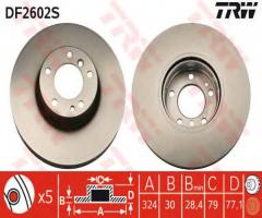 Trw df2602s tarcza hamulcowa bmw 7 e38 94-01 740, alpina b10 (e39), bmw 7 (e32)