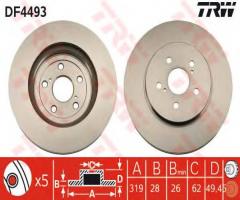 Trw df4493 tarcza hamulcowa lexus rx300/400 03-08, lexus rx (mhu3_, gsu3_, mcu3_)