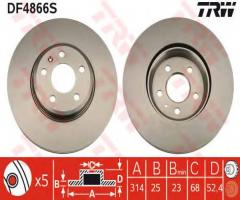 Trw df4866s tarcza hamulcowa audi a4 07 -, audi a5 (8t3)